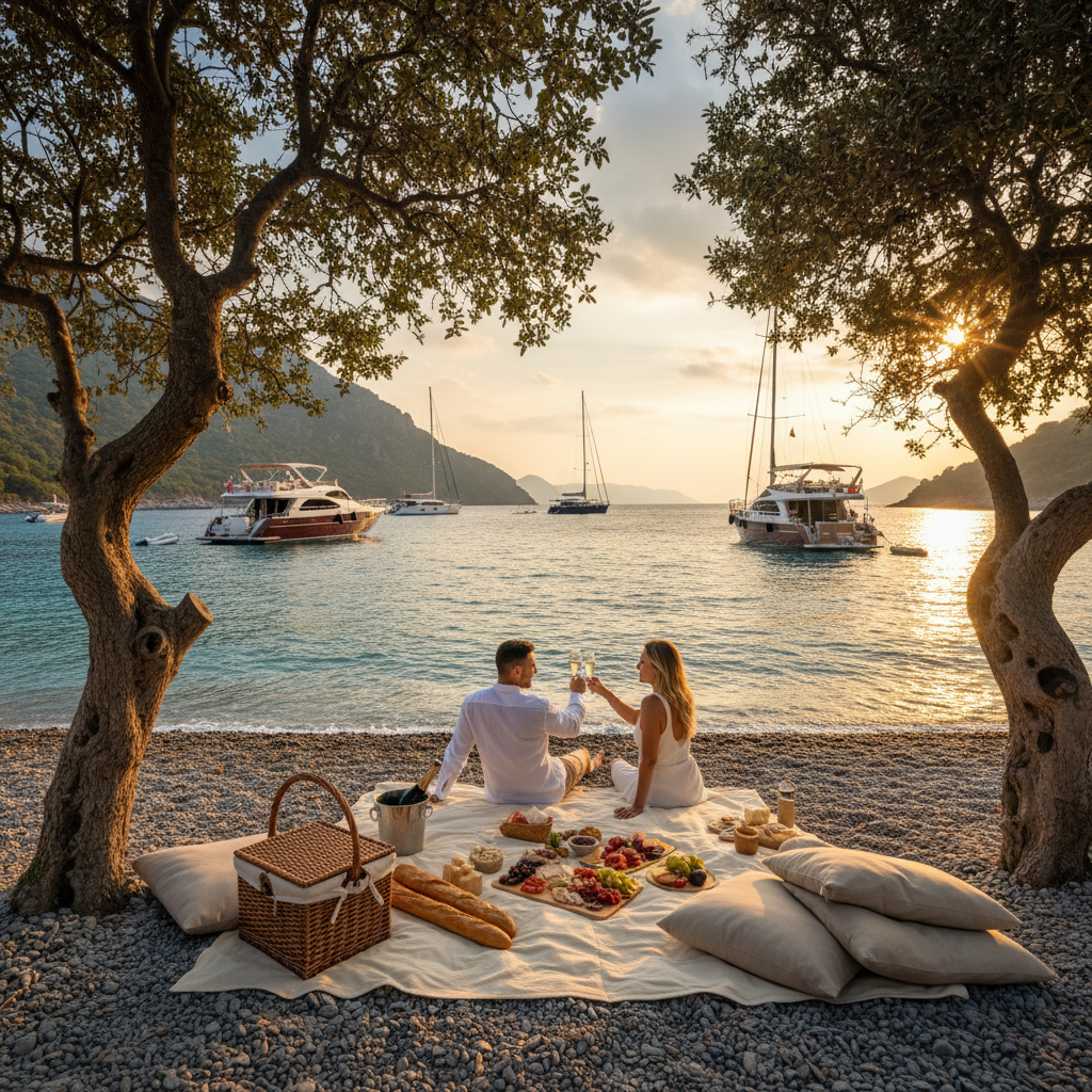Enjoying a Picnic in Tersane Koyu, Surrounded by Carob Trees