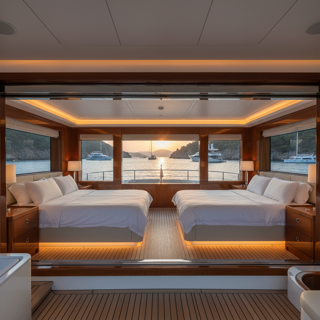 Number of Cabins and Bed Types: Double vs. Twin Beds