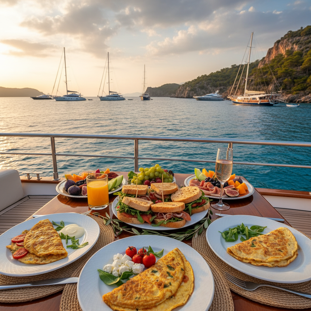 Sea View Omelets" and Gourmet Sandwiches on a Blue Cruise